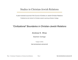 "Civilizational" Boundaries in Christian-Jewish Relations