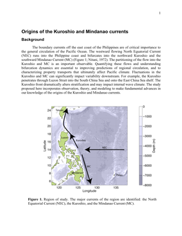 Origins of the Kuroshio and Mindanao Currents Background