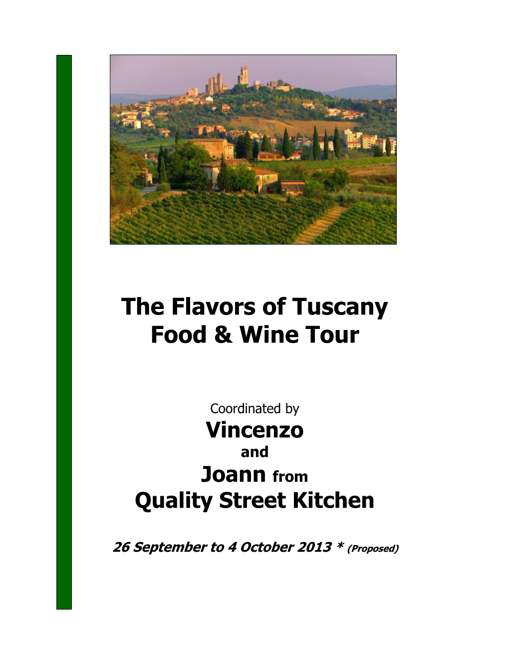 Invoice Tuscany Food and Wine Tour