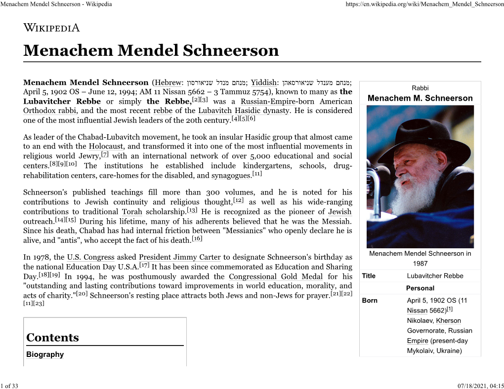 Menachem Mendel Schneerson - Wikipedia