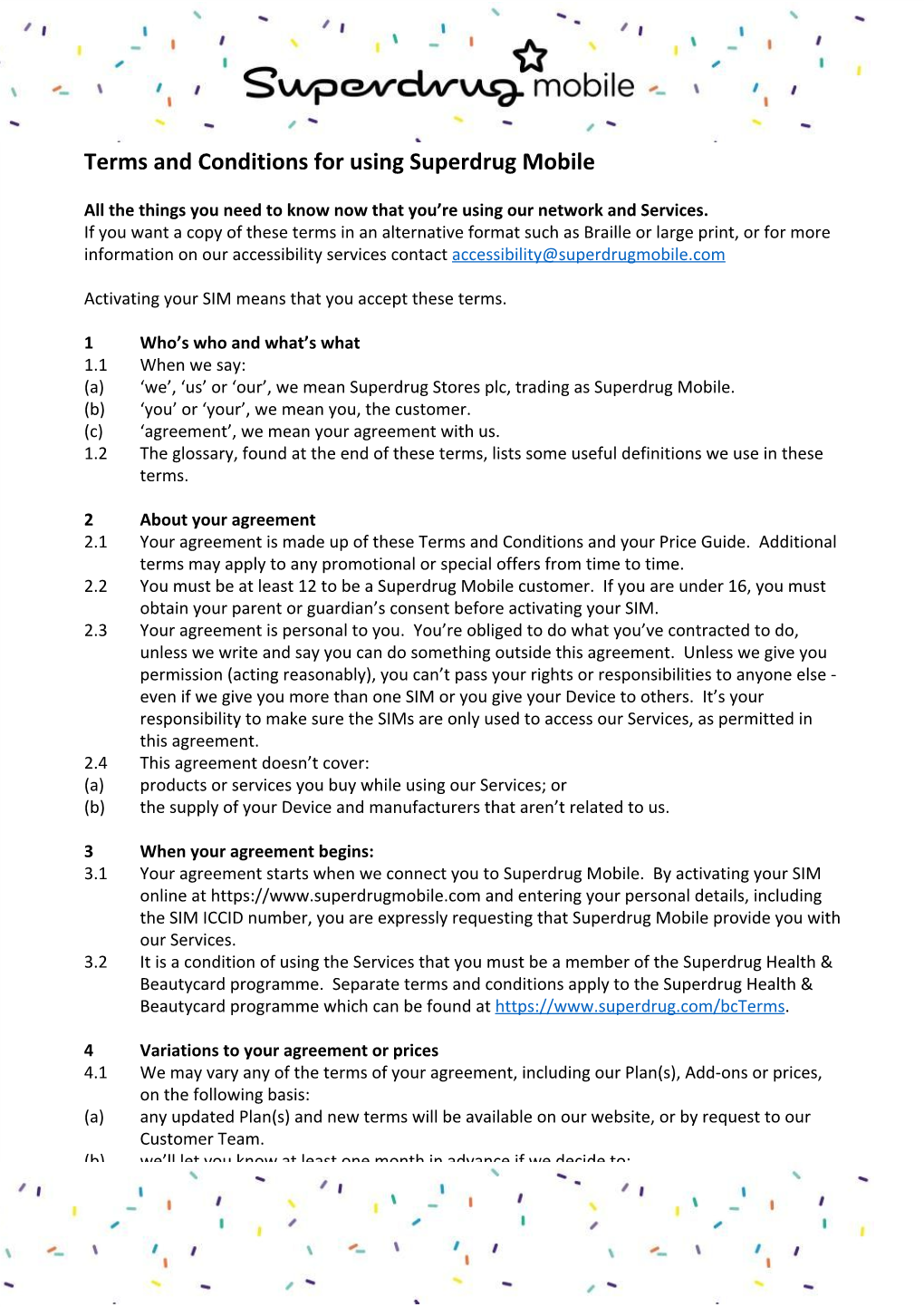 Terms and Conditions for Using Superdrug Mobile