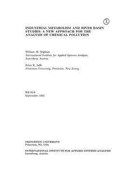 Industrial Metabolism and River Basin Studies: a New Approach for the Analysis of Chemical Pollution