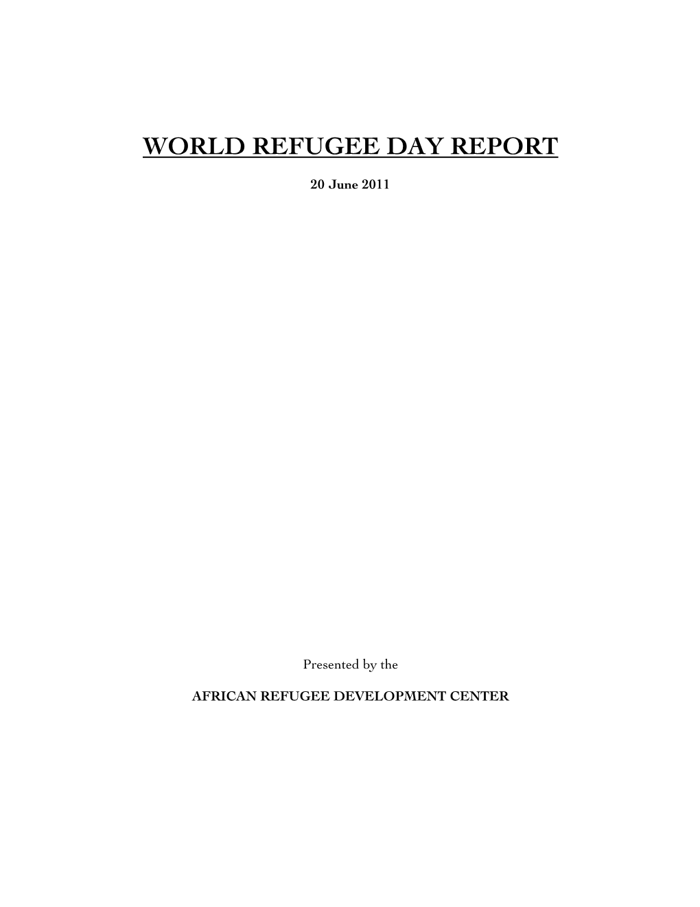 World Refugee Day Report