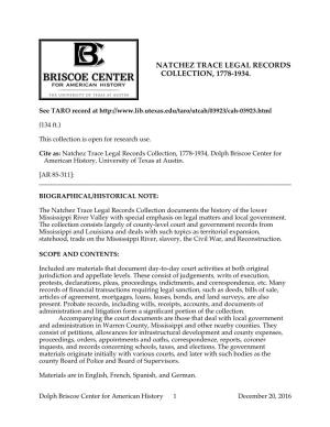 Natchez Trace Legal Records Collection, 1778-1934