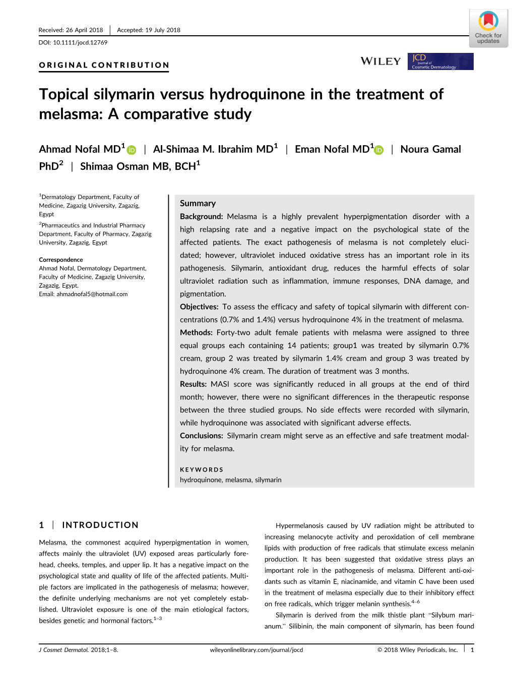 topical-silymarin-versus-hydroquinone-in-the-treatment-of-melasma-a