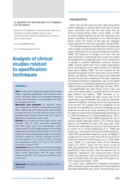 Analysis of Clinical Studies Related to Apexification Techniques