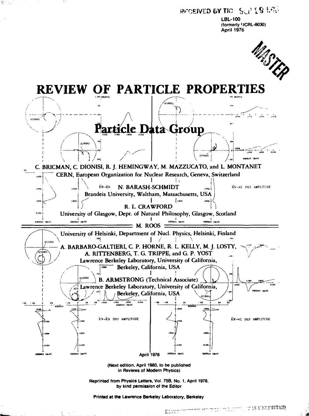 REVIEW of PARTICLE PROPERTIES Ea^Ledauci Rcfuj). Yvj I L\