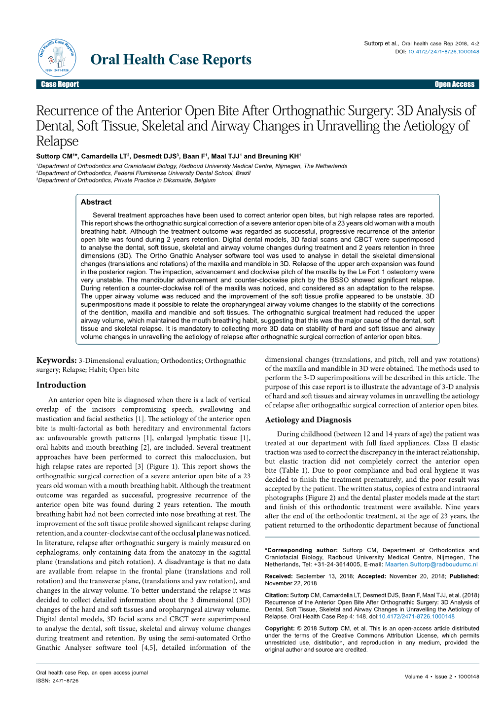 Recurrence of the Anterior Open Bite After Orthognathic Surgery