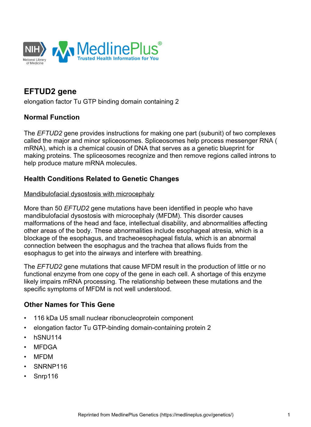 EFTUD2 Gene Elongation Factor Tu GTP Binding Domain Containing 2