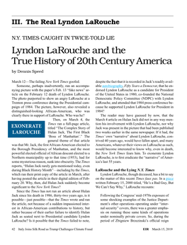 Lyndon Larouche and the True History of 20Th Century America by Dennis Speed