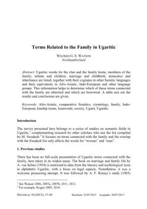 Terms Related to the Family in Ugaritic