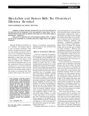 Bipedalism and Human Birth: the Obstetrical Dilemma Revisited