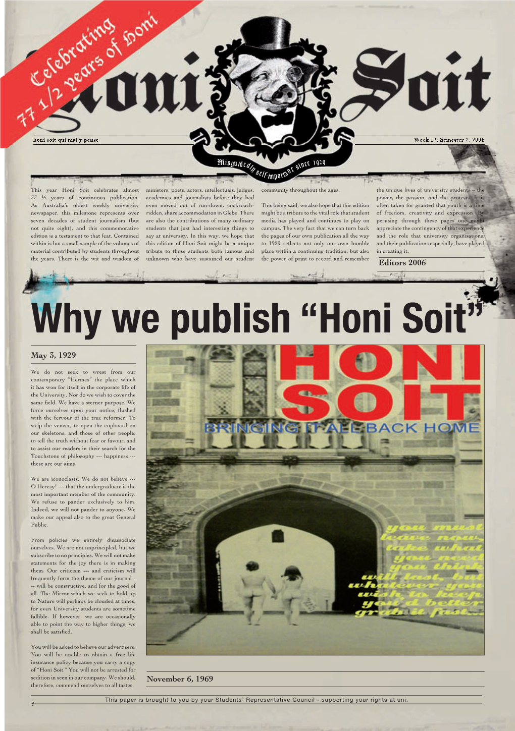 Why We Publish “Honi Soit”