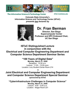Istec Distinguished Lectures, Colorado State