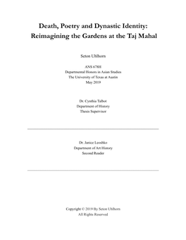 Death, Poetry and Dynastic Identity: Reimagining the Gardens at the Taj Mahal