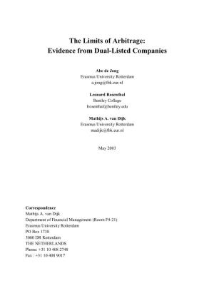 The Limits of Arbitrage: Evidence from Dual-Listed Companies