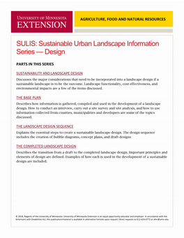 SULIS: Sustainable Urban Landscape Information Series — Design