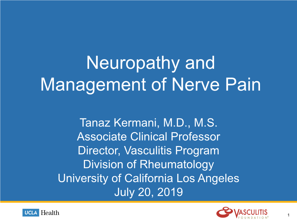 Neuropathy and Management of Nerve Pain