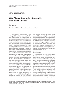 City Chaos, Contagion, Chadwick, and Social Justice