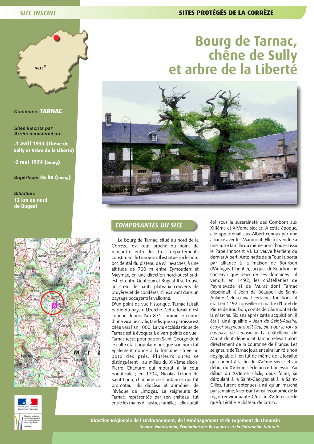 Bourg De Tarnac, Chêne De Sully Et Arbre De La Liberté