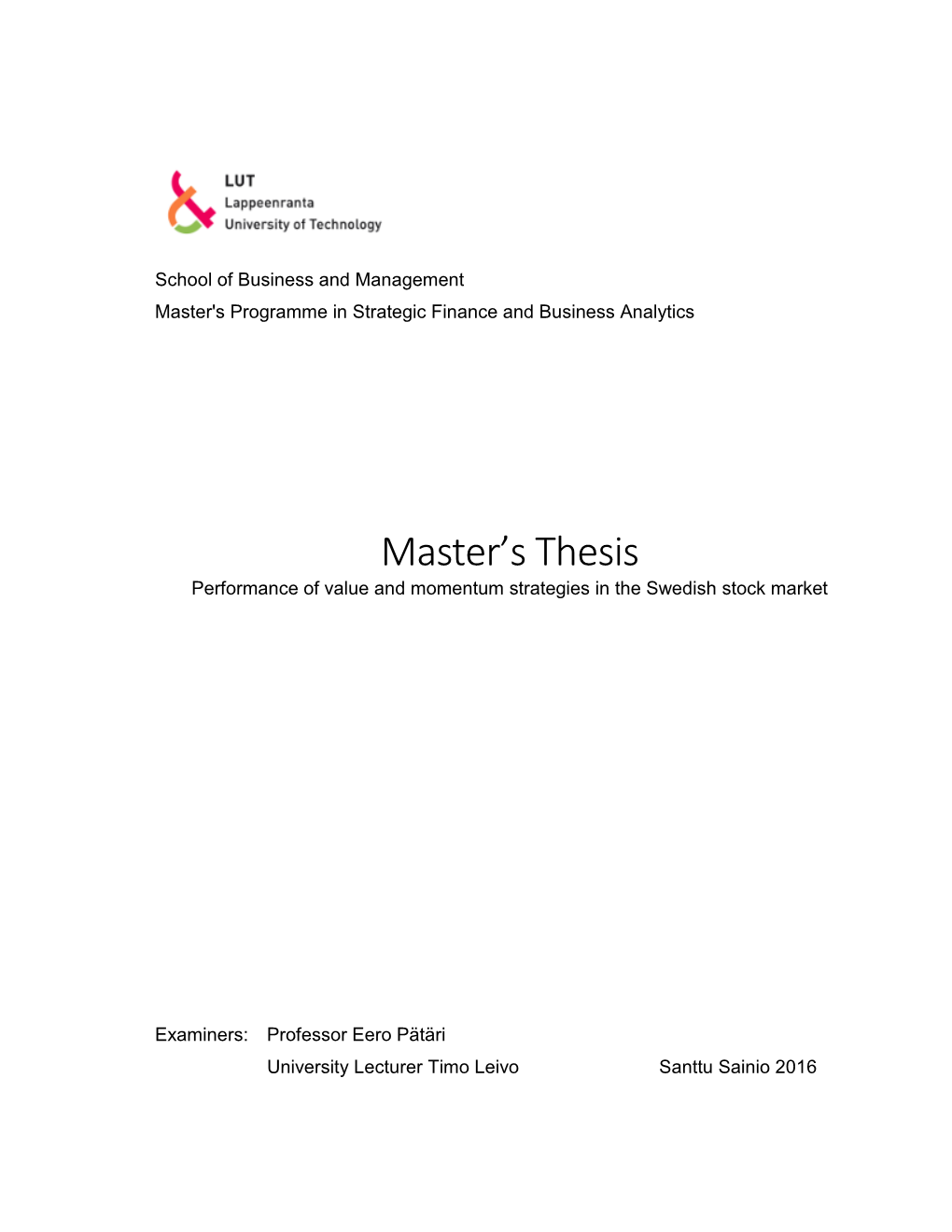 Master's Thesis