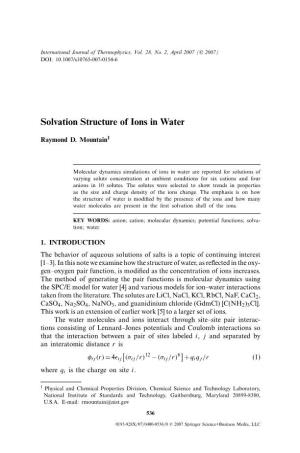 Solvation Structure of Ions in Water