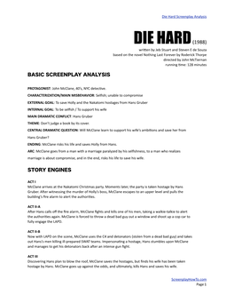 Die Hard Screenplay Analysis