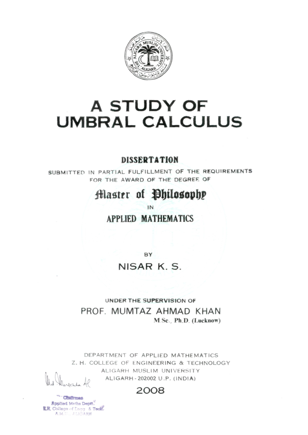 A Study of Umbral Calculus