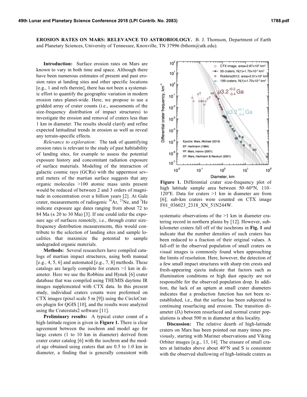 Erosion Rates on Mars: Relevance to Astrobiology