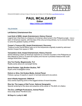 PAUL MCALEAVEY Editor