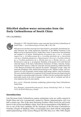 Silicified Shallow-Water Ostracodes from the Early Carboniferous of South China