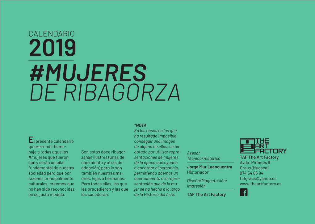 Calendario 2019 #Mujeres De Ribagorza