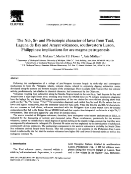 The Nd-, Sr- and Pb-Isotopic Character of Lavas from Taal, Laguna De Bay