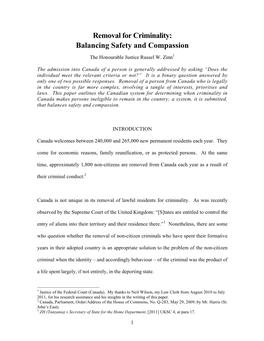 Removal for Criminality: Balancing Safety and Compassion