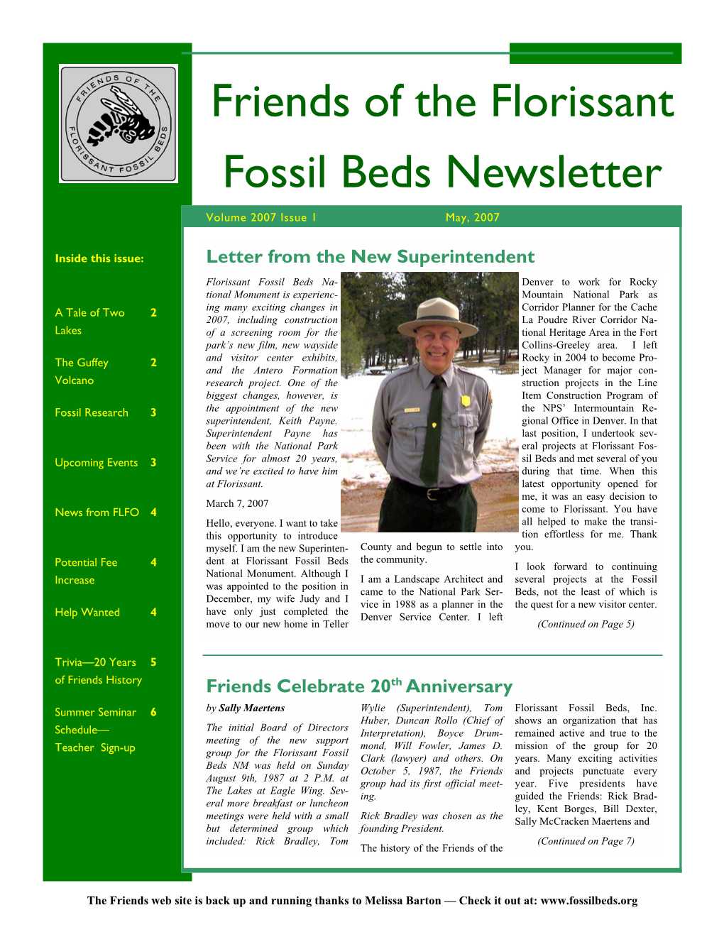 Friends of the Florissant Fossil Beds Newsletter