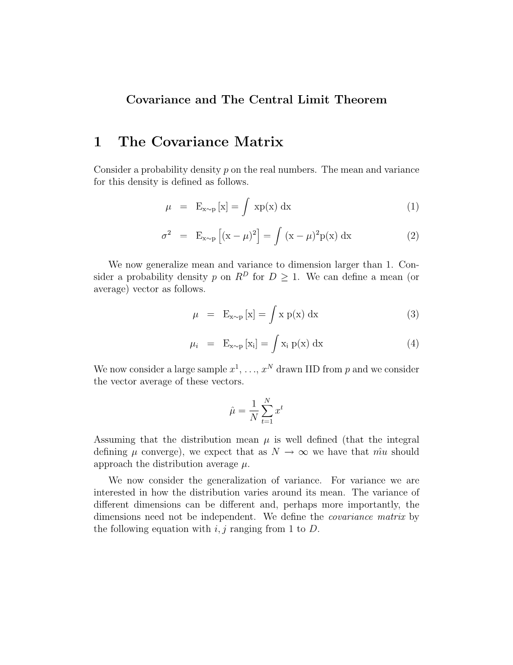 1 the Covariance Matrix