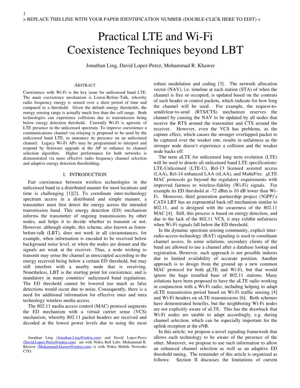 Practical LTE and Wi-Fi Coexistence Techniques Beyond LBT