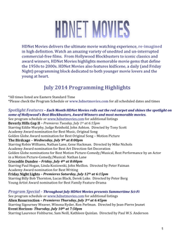 Hdnet Movies July 2014 Program Highlights