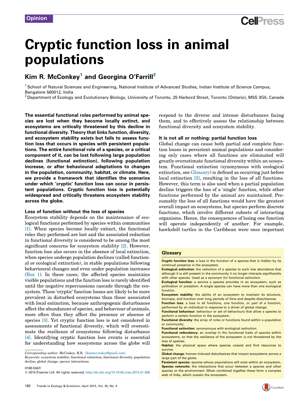 Cryptic Function Loss in Animal Populations