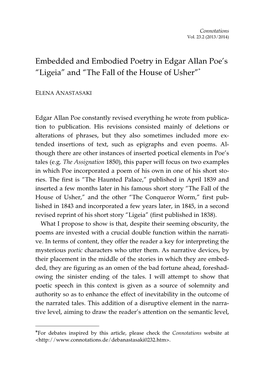 Embedded and Embodied Poetry in Edgar Allan Poe's “Ligeia”