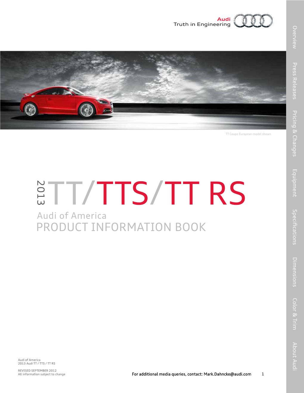 2013 Audi TT/TTS/TT RS Media Information