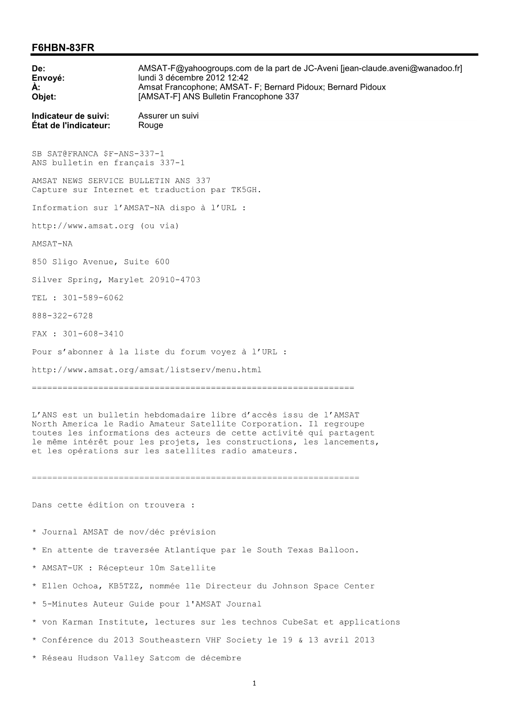 [AMSAT-F] ANS Bulletin Francophone 337