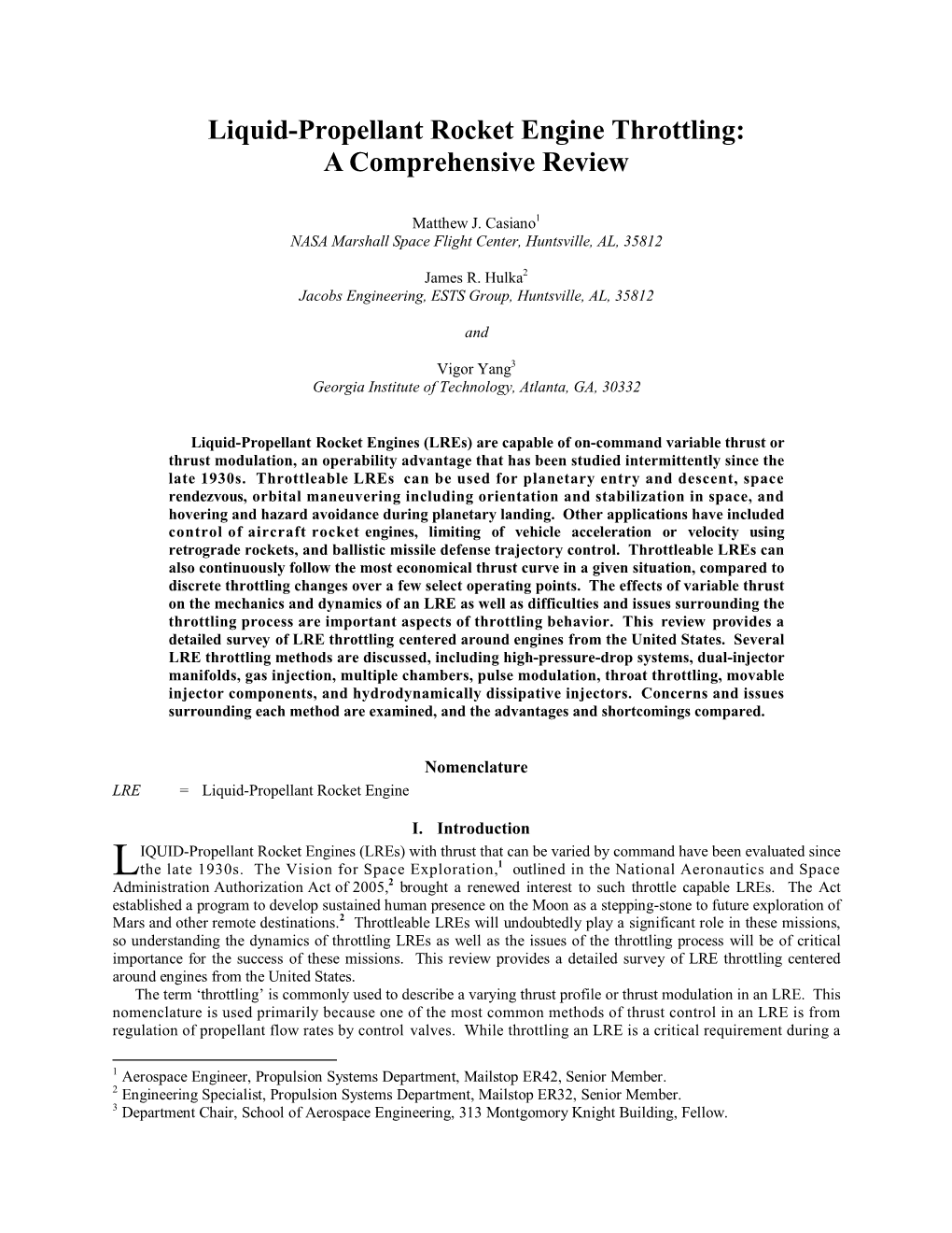 Liquid-Propellant Rocket Engine Throttling: a Comprehensive Review