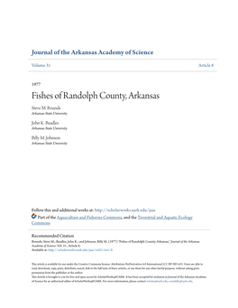 Fishes of Randolph County, Arkansas Steve M