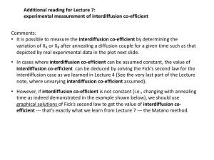 Experimental Measurement of Interdiffusion Co-Efficient Comments