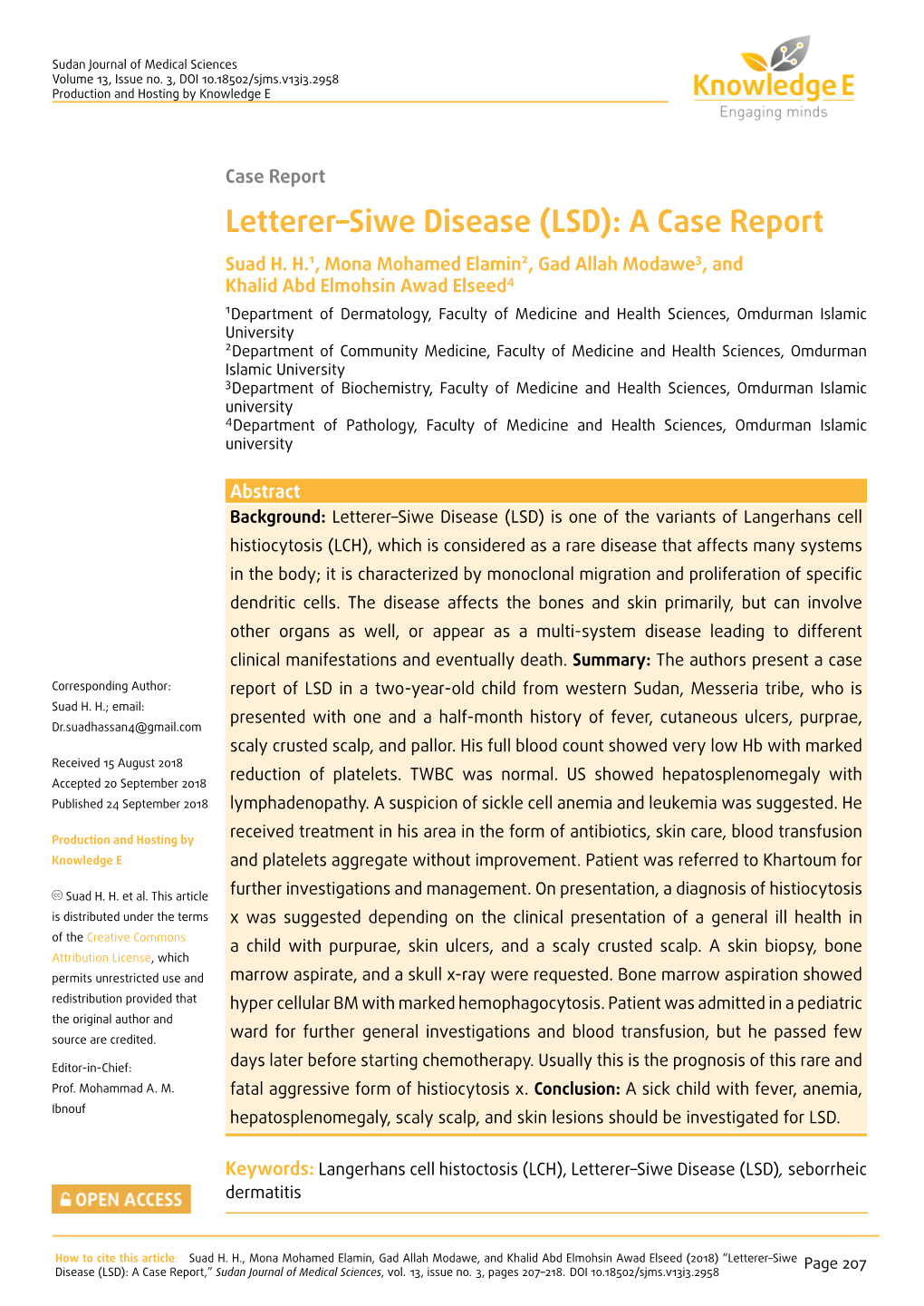 Letterer–Siwe Disease (LSD): a Case Report Suad H