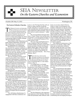 SEIA NEWSLETTER on the Eastern Churches and Ecumenism ______Number 200: May 31, 2012 Washington, DC