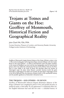Trojans at Totnes and Giants on the Hoe: Geoffrey of Monmouth, Historical Fiction and Geographical Reality