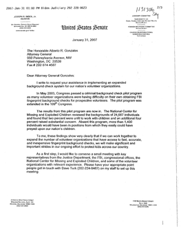 Correspondence Between Former Senator Biden and the Office of the Attorney General