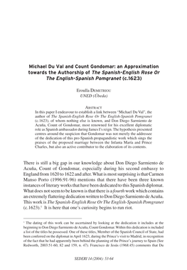 Michael Du Val and Count Gondomar: an Approximation Towards the Authorship